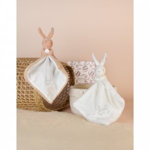 Doudou lapin mouchoir 10 cm blanc Doudou et compagnie