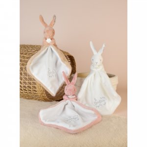 Doudou lapin mouchoir 10 cm blanc Doudou et compagnie