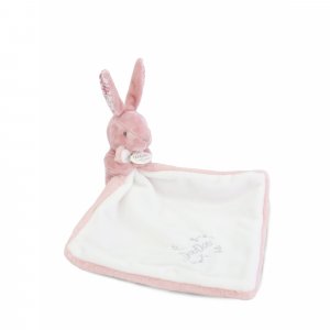 Doudou lapin mouchoir 10 cm rose Doudou et compagnie