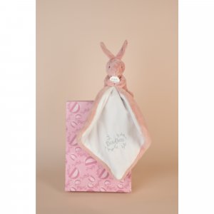 Doudou lapin mouchoir 10 cm rose Doudou et compagnie