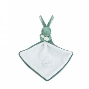 Doudou lapin mouchoir 10 cm vert sauge Doudou et compagnie
