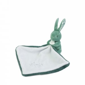 Doudou lapin mouchoir 10 cm vert sauge Doudou et compagnie