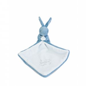 Doudou lapin mouchoir 10 cm bleu Doudou et compagnie