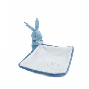 Doudou lapin mouchoir 10 cm bleu Doudou et compagnie
