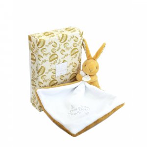 Doudou lapin mouchoir 10 cm ocre Doudou et compagnie