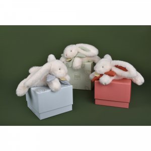 Doudou pantin lapin bonbon 20 cm bleu gris Doudou et compagnie