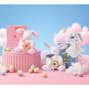 Doudou pantin lapin avec donut 20 cm Doudou et compagnie