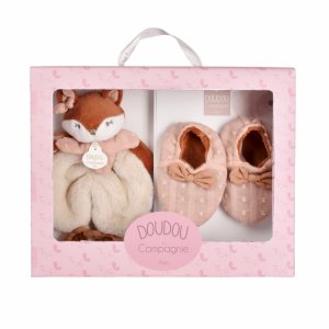 Coffret bébé doudou et chaussons mina la renarde Doudou et compagnie