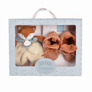 Coffret bébé doudou et chaussons timo le renard Doudou et compagnie