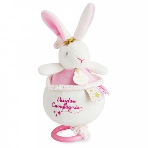 Peluche musicale perlidoudou lapin étoile rose Doudou et compagnie