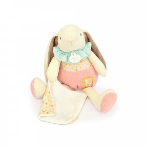 Peluche lapin rose avec son doudou Doudou et compagnie