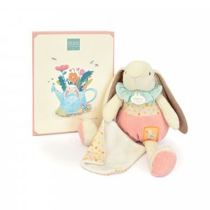 Peluche lapin rose avec son doudou Doudou et compagnie