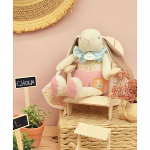 Peluche lapin rose avec son doudou Doudou et compagnie