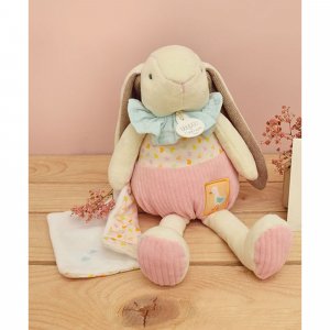 Peluche lapin rose avec son doudou Doudou et compagnie