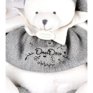 Peluche d'éveil ours 30 cm argent Doudou et compagnie