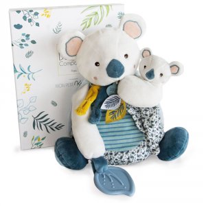Peluche bébé pantin yoca le koala avec bébé + anneau de dentition Doudou et compagnie