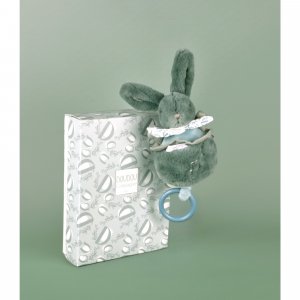 Boîte à musique lapin doudou vert sauge Doudou et compagnie