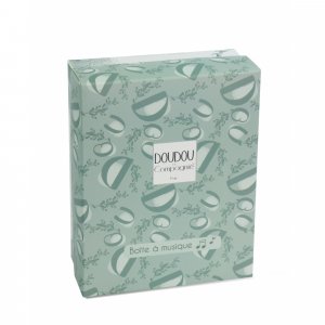 Boîte à musique lapin doudou vert sauge Doudou et compagnie