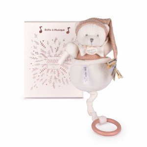 Boîte à musique ours 20 cm rose Doudou et compagnie