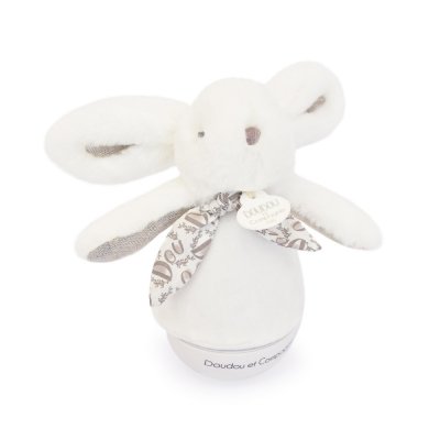Veilleuse musicale culbuto lapin doudou blanc
