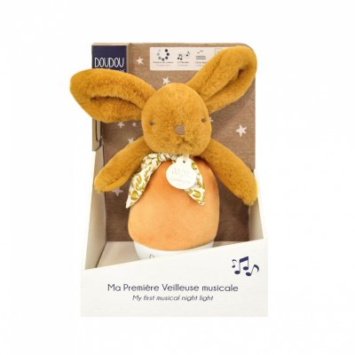 Veilleuse musicale culbuto lapin doudou ocre
