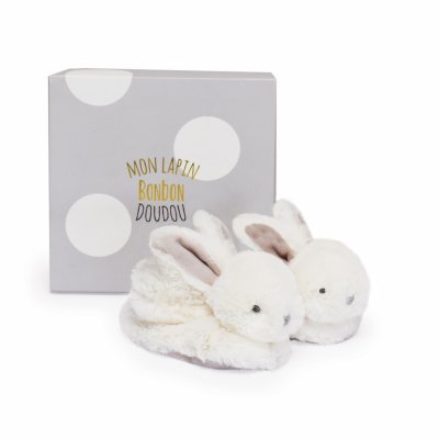 Chaussons 0-6 mois lapin bonbon taupe