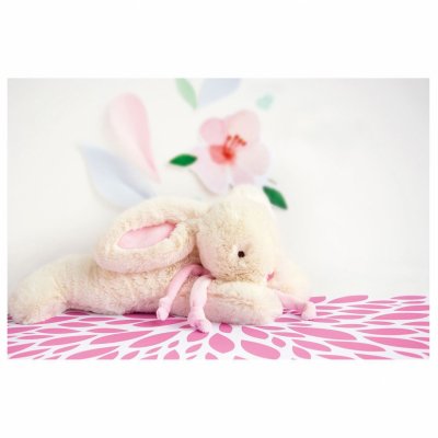 Grand doudou lapin bonbon rose