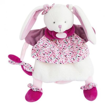 Doudou marionnette lapin cerise