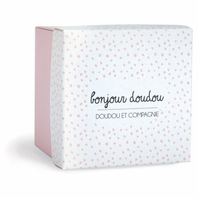 Doudou mouchoir boîte fleur lapin rose