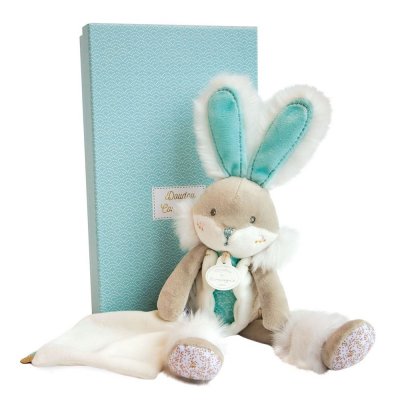 Doudou pantin lapin de sucre vert