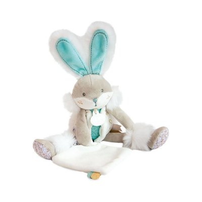 Doudou pantin lapin de sucre vert