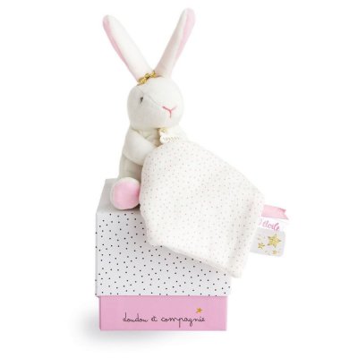 Doudou mouchoir perlidoudou lapin étoile rose