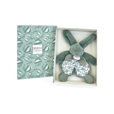 Doudou plat lapin vert sauge lapin doudou 18 cm