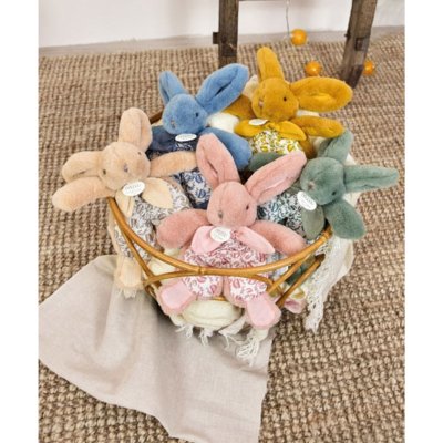 Doudou plat lapin vert sauge lapin doudou 18 cm