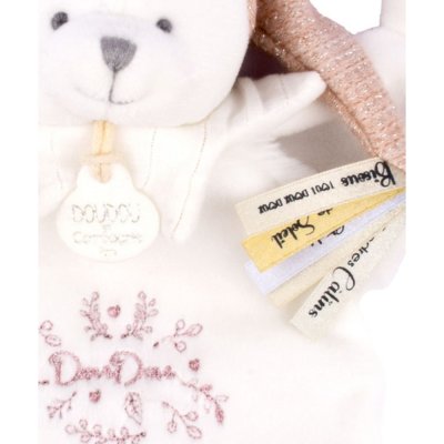 Doudou plat ours cape 25 cm rose