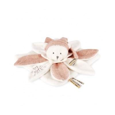 Doudou pétale plat collector ours 25 cm rose