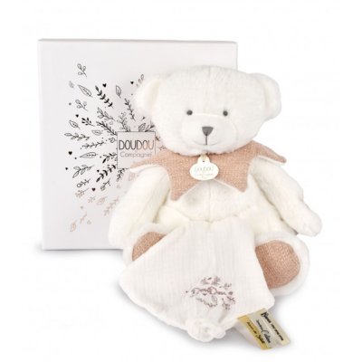 Doudou mouchoir ours 30 cm rose