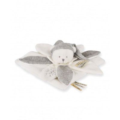 Doudou pétale plat collector ours 25 cm argent