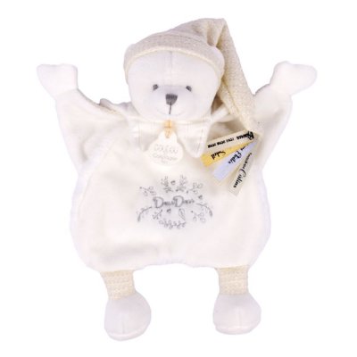 Doudou plat ours cape 25 cm blanc