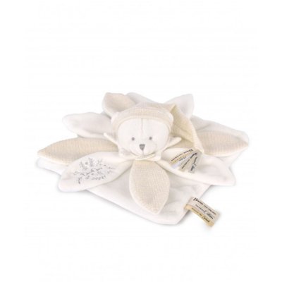 Doudou pétale plat collector ours 25 cm blanc