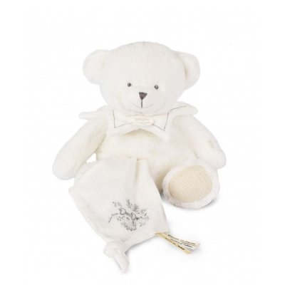 Doudou mouchoir ours 30 cm blanc