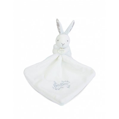 Doudou lapin mouchoir 10 cm blanc