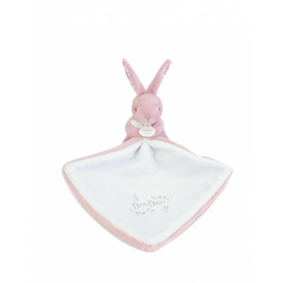 Doudou lapin mouchoir 10 cm rose