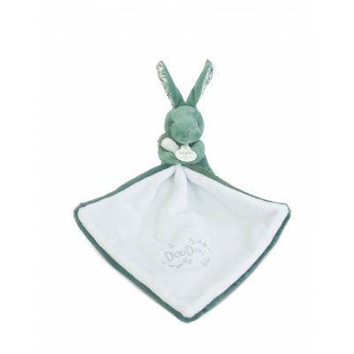 Doudou lapin mouchoir 10 cm vert sauge