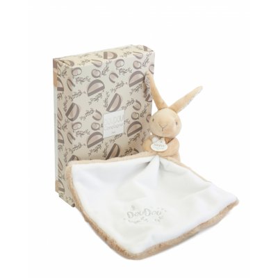 Doudou lapin mouchoir 10 cm beige