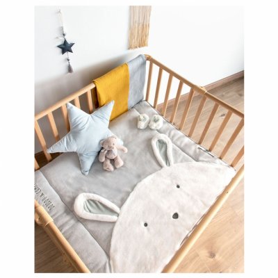 Tapis de parc 100x100 cm tapidou lapin perle