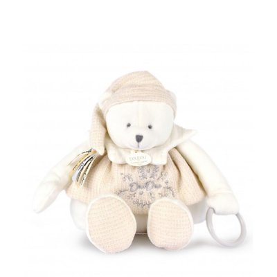 Peluche d'éveil ours 30 cm blanc