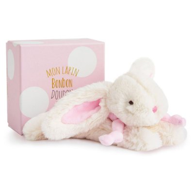 Peluche bébé lapin bonbon 20 cm rose