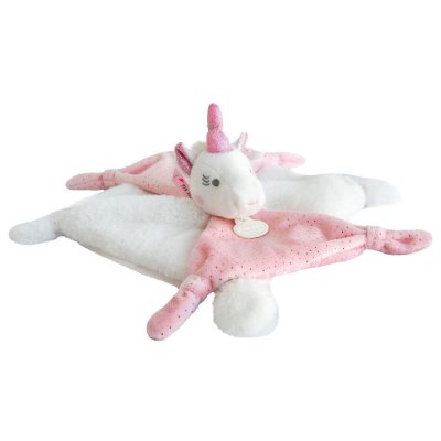 Doudou licorne rose