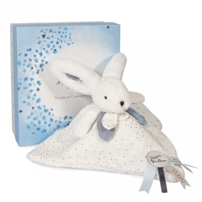 Doudou happy glossy pompon blanc